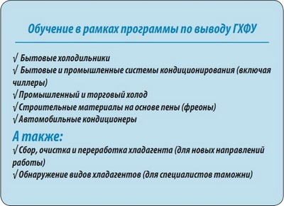 Обучение в рамках программы по выводу ГХФУ